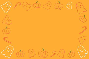 illustration of a halloween border background, halloween frame in doodles, minimal style