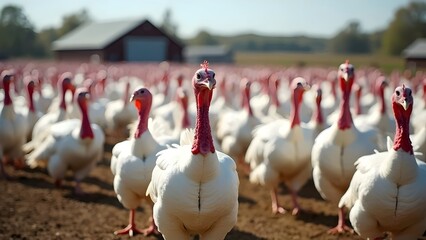 White Turkeys on Farm: Poultry Farming and Agriculture