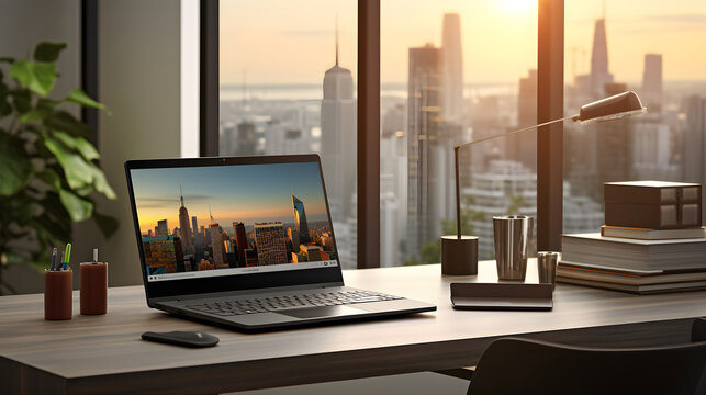 Illustrating Contemporary Workplace Enhanced by HP Technology: From Laptops to Printers