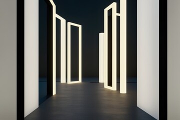 Vibrant 3D Colorful Wallpaper Featuring Bright Vertical Lights and Neon Background