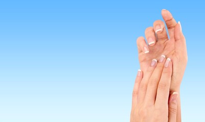 Hand skin care concept. Beautiful woman hands