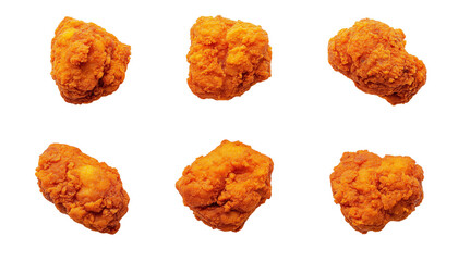 Chicken nuggets mockup, isolated on transparent background. Fast food, fried chicken, crispy snack, breaded meat, golden brown, quick meal, comfort food