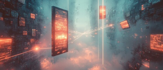 Fototapeta premium The Dual Worlds, The Digital Divide
