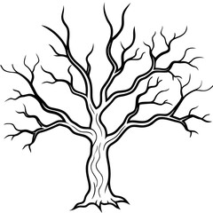 Gnarled Tree with Skeletal Branches – Vector Art