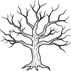 Gnarled Tree with Skeletal Branches – Vector Art