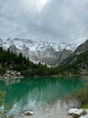 cloudy day at the alpine lake