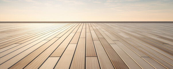 Wide shot of an empty wooden floor