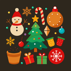 Christmas  element collection vector icon