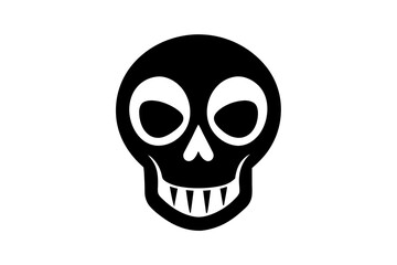 Skull Silhouette: Gothic Icon, Halloween Symbol, Death Concept, Spooky Design, Flat Vector Illustration