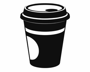 Paper Coffee Cup with Lid black silhouette vector,Coffee cup vector,