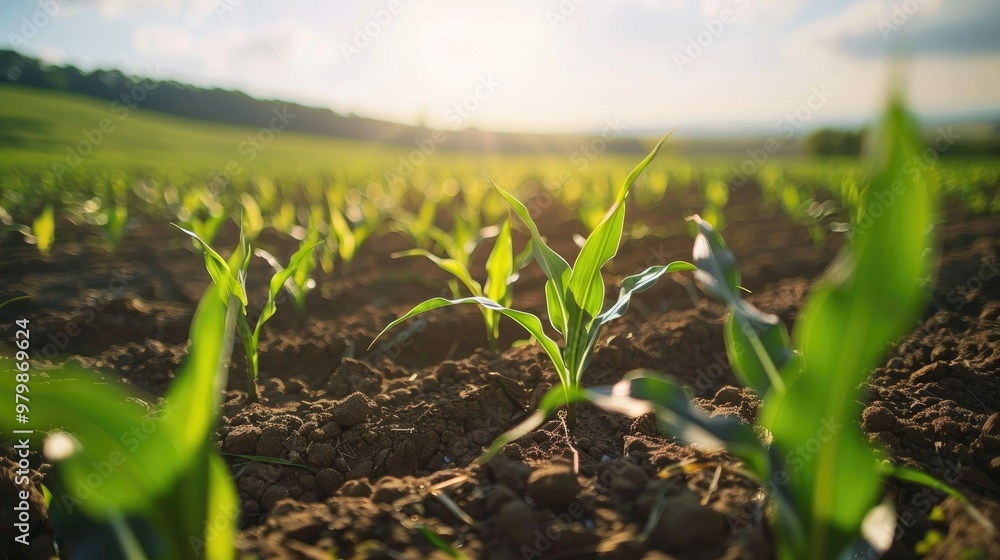 Canvas Prints Field corn cultivation with selective focus in natural surroundings