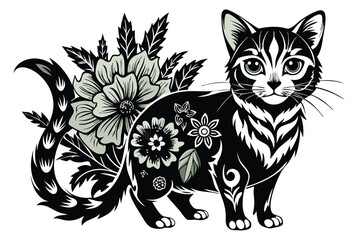 Cat with flowers E.eps