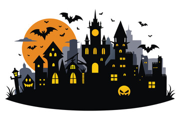 City panorama in halloween style G.eps