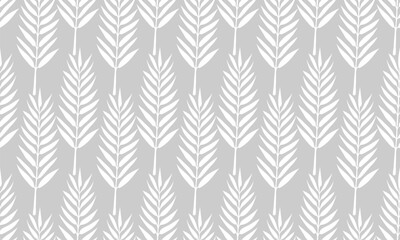 Vector seamless pattern. Monochrome ornament with stylized leaves. Geometric stylish background. Contemporary repeating texture. Modern graphic design.