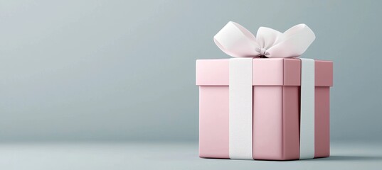 Chic Metallic Pink Gift Box with White Ribbon for Special Occasions and Celebrations