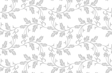Floral seamless pattern. Gray and white element. Fabric for ornament, wallpaper, packaging, vector background.