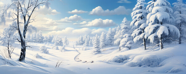 Obraz premium Winter landscape with snow-covered trees