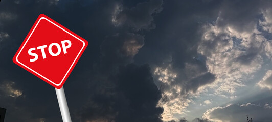 tornado warning sing against a powerful stormy background with copy space. dirty and angled sing with cyclonic winds add to the drama