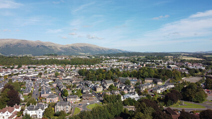Town Alloa and part of Ochil Hills, Clackmannanshire, Scotland