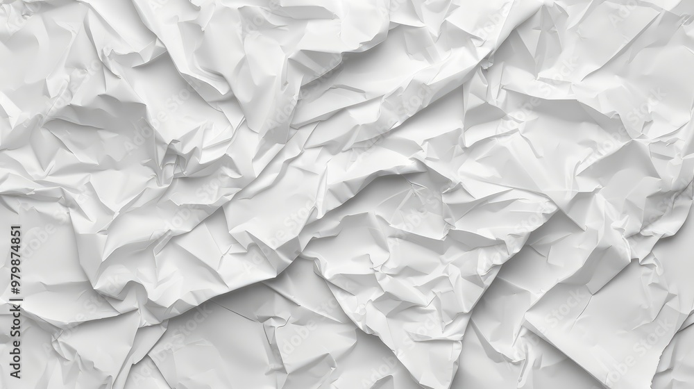 Poster crumpled white paper texture for design backdrop empty space for text