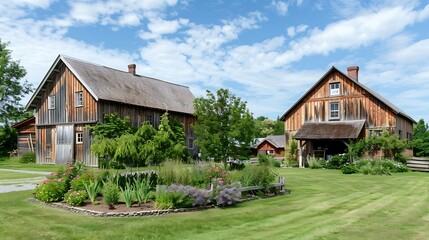 Obraz premium Charming Rustic Farmhouse: Embrace Tranquility and Simplicity in a Picturesque Rural Setting with Cozy Accommodations and Traditional Charm