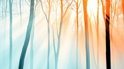 Obraz premium Enchanted Forest: Sunlit Magic with Glowing Branches and Ethereal Atmosphere