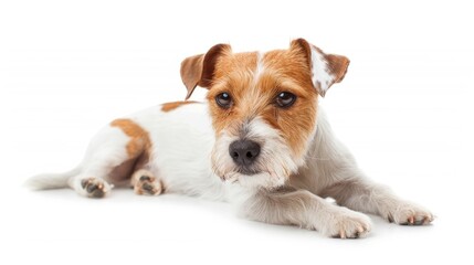 Cute Parson Russell Terrier Dog on White Background