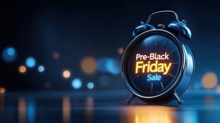 A countdown clock over a dark background with the words "Pre-Black Friday Sale" glowing in bold text.
