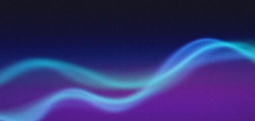 Abstract blue light trails are flowing on a grainy texture background with copy space