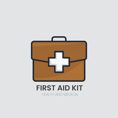 Fototapeta premium Emergency First aid kit with medicine box care and rescue,