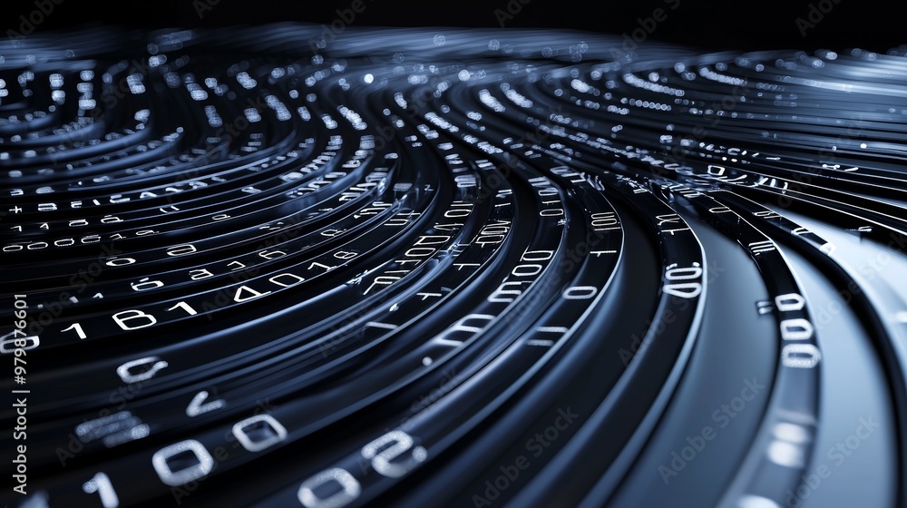 Poster mesmerizing 3d wave of numbers: futuristic digital data flow for technology design