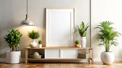 Frame mockup home interior, 3d render, white Mock up frame