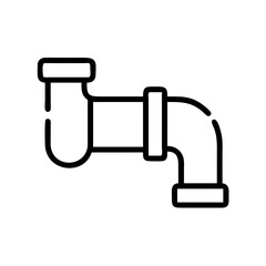 Pipe fitting icon, black line style with copy space
