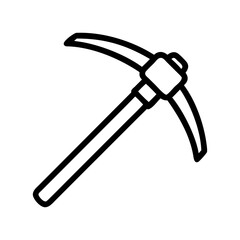 Pickaxe icon, black line style with copy space