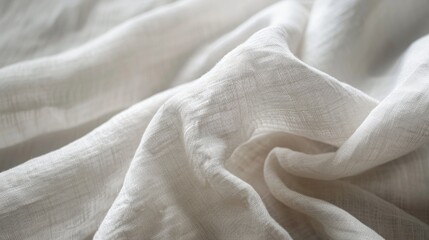 Double seamed linen fabric with stone washed texture