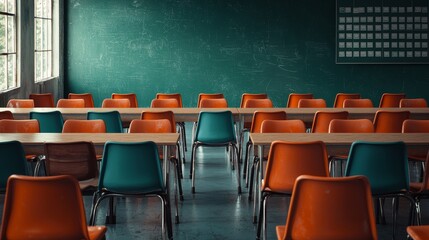 Empty Classroom A Study in Perspective and Color