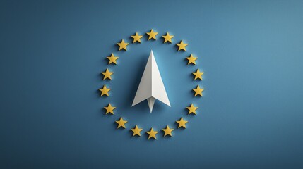 EU Future Paper Plane Golden Stars on Blue