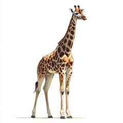 Naklejka premium A stunning illustration of a giraffe showcasing its unique spots and tall stature, perfect for wildlife enthusiasts and educators, white background