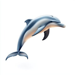 A vibrant and playful dolphin illustration, showcasing its graceful leaps and lively spirit in a minimalist design, white background