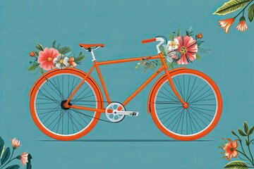 Fototapeta premium Eco-Friendly Bicycle Design Blending Floral Art and Sustainable Innovation