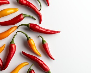 Red and Yellow Chili Pepper Gradient on White Backdrop