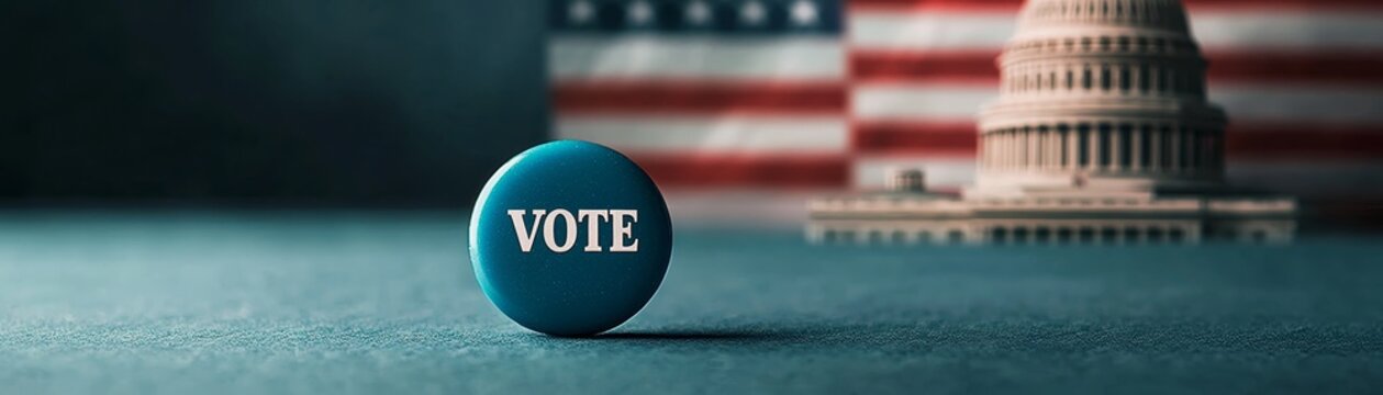 Vote Button A CloseUp Perspective on American Democracy