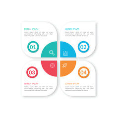 Modern Business Onfographic with Colorful 4 Steps 