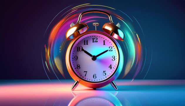 3D Ringing Alarm Clock with Vibrant Colors and Motion Effect