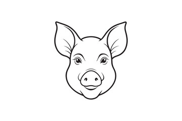 Pig head line art silhouette vector illustration, Pig head silhouette vector, Pig head silhouette PNG