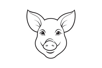 Pig head line art silhouette vector illustration, Pig head silhouette vector, Pig head silhouette PNG