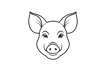 Pig head line art silhouette vector illustration, Pig head silhouette vector, Pig head silhouette PNG