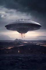 Fototapeta premium massive alien spaceship photo, alien spacecraft