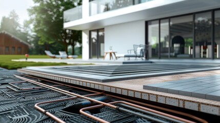 Fototapeta premium Efficiency and Design of Modern House Floor with Quality Insulation and Underfloor Heating System