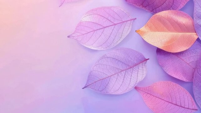 This is a stunning and beautiful arrangement of lovely pastel leaves set against a gentle soft gradient background